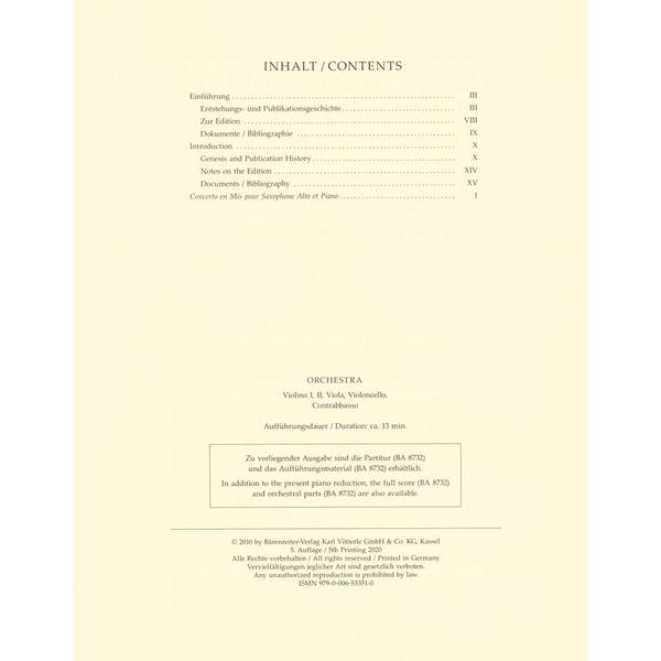 Brenreiter Glasunow Concert Es-Dur