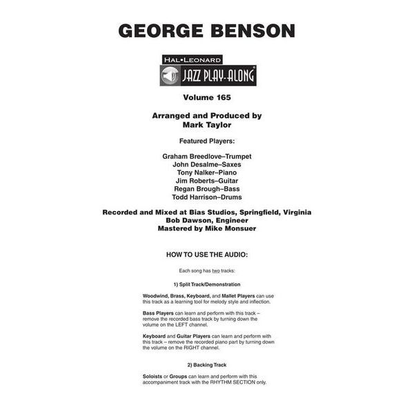 Hal Leonard Jazz Play-Along George Benson