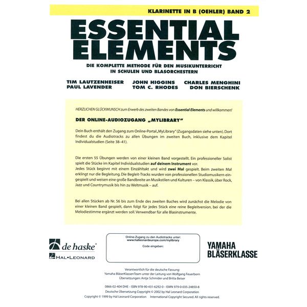 De Haske Essential Elements Clar. Oe 2