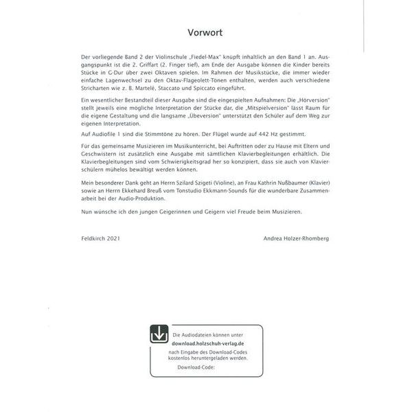 Holzschuh Verlag Fiedel Max Schule Violin 2