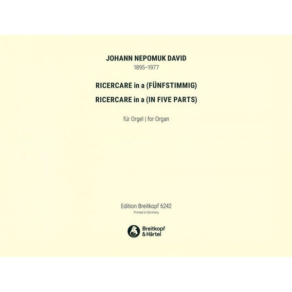 Breitkopf & Hrtel David Ricercare a-moll