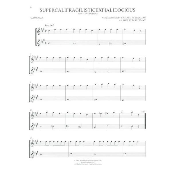 Hal Leonard Disney Songs For Two Alto Sax