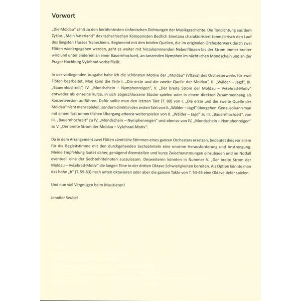 Brenreiter Smetana Die Moldau 2 Flutes