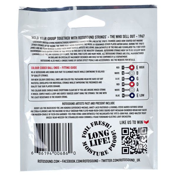 Rotosound Whites 11-54 Nickel Strings