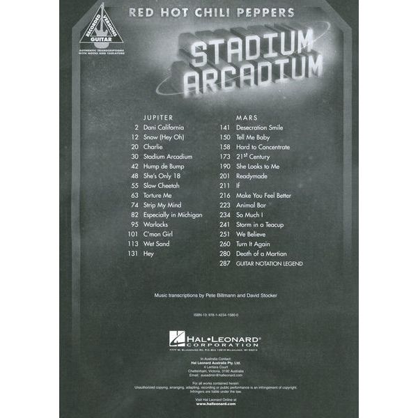 Hal Leonard Red Hot Chili Stadium Guitar