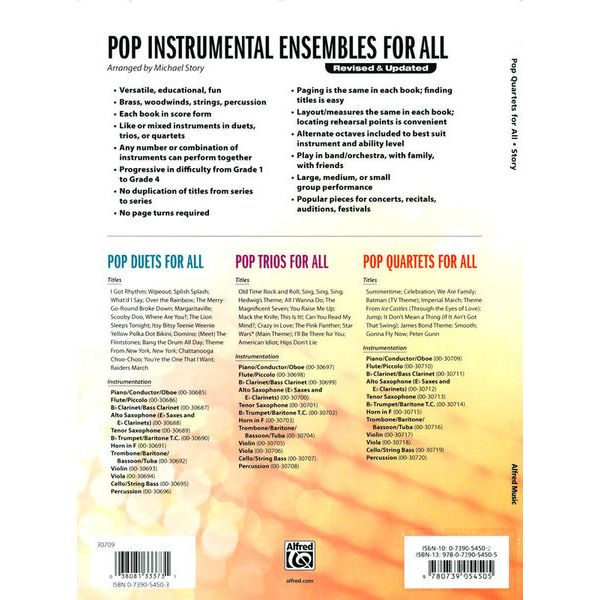 Alfred Music Publishing Pop Quartets For All Piano