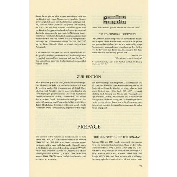 Brenreiter Hndel Elf Sonaten für Flöte