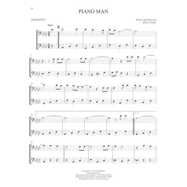 Hal Leonard Pop Classics For Two Trombones