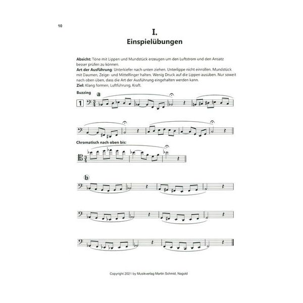 Martin Schmid Blechblsernoten Einspielübungen für Posaune