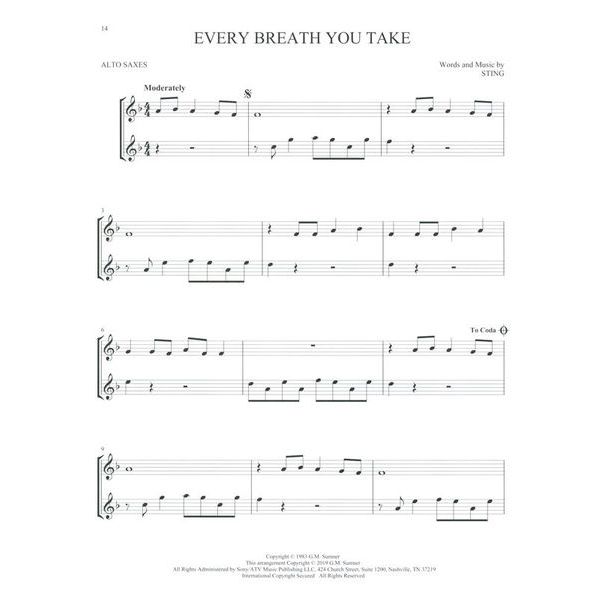 Hal Leonard Pop Classics For Two Alto Sax