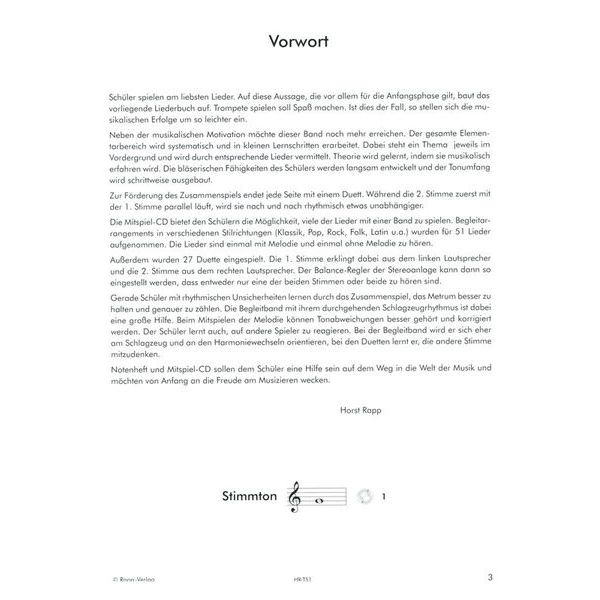 Horst Rapp Verlag Trompete Lernen mit Spa 1