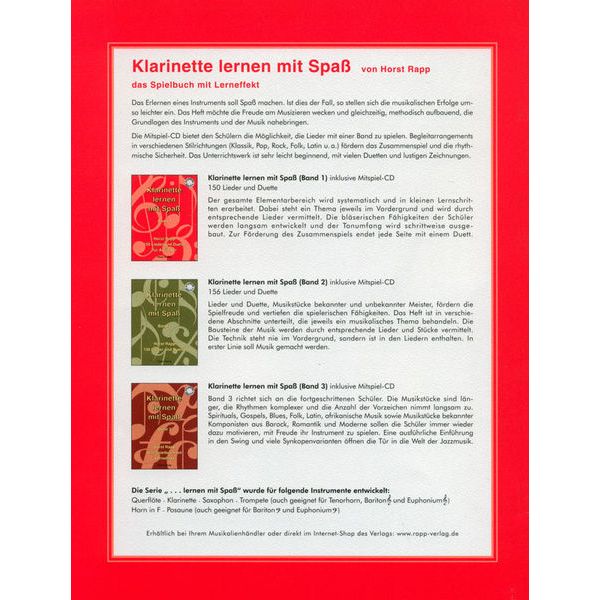 Horst Rapp Verlag Klarinette lernen mit Spa 1