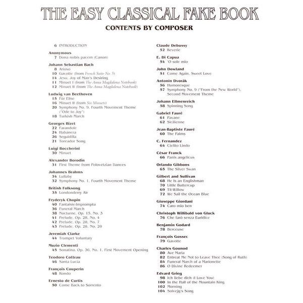 Hal Leonard The Easy Classical Fake Book