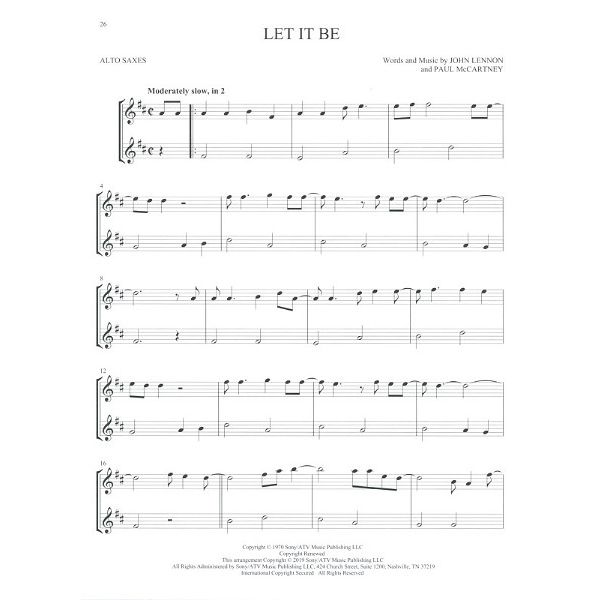 Hal Leonard The Beatles For Two Saxophones