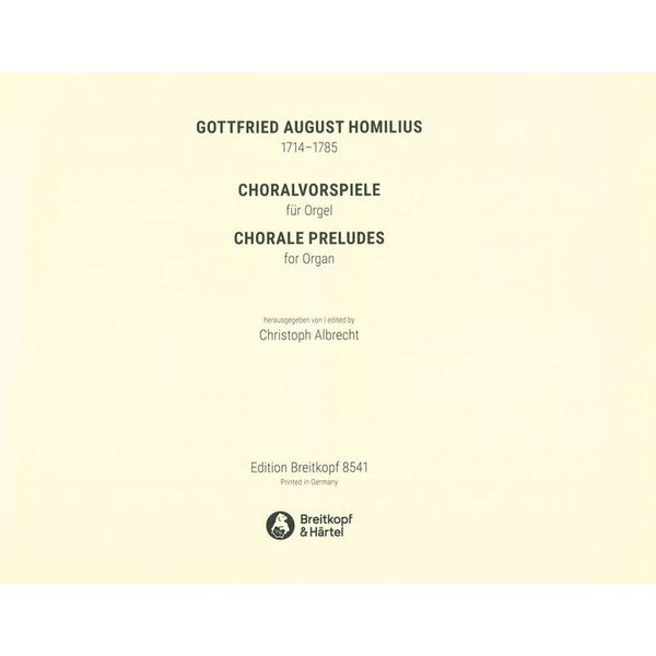 Breitkopf & Hrtel Homilius Choralvorspiele