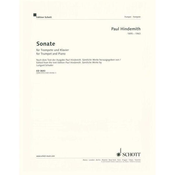 Schott Hindemith Sonate Trumpet