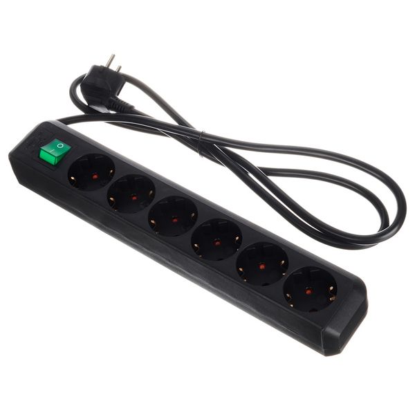 Brennenstuhl Eco-L 6 Way Split Sw 1,5m BK