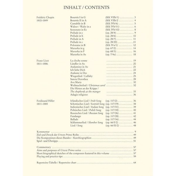 Wiener Urtext Edition Chopin �Liszt �Hiller