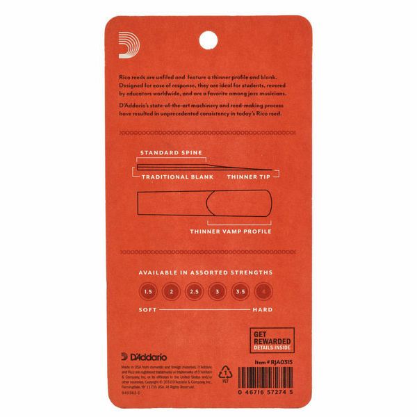 DAddario Woodwinds Rico Alto Sax 1.5 - 3-Pack