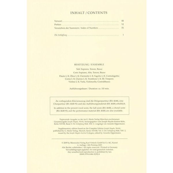 Brenreiter Haydn Die Schöpfung