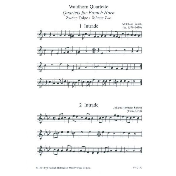 Friedrich Hofmeister Verlag Waldhornquartette 2