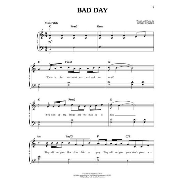 Hal Leonard Pop Songs In Easy Keys Piano