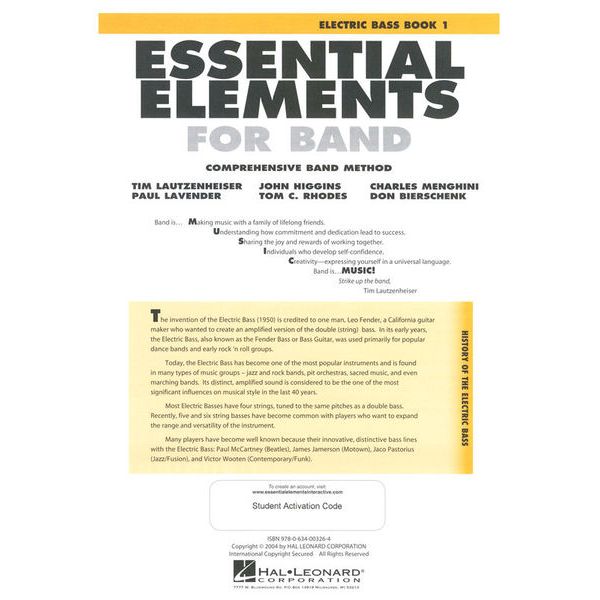 Hal Leonard Essential Elements Band Bass