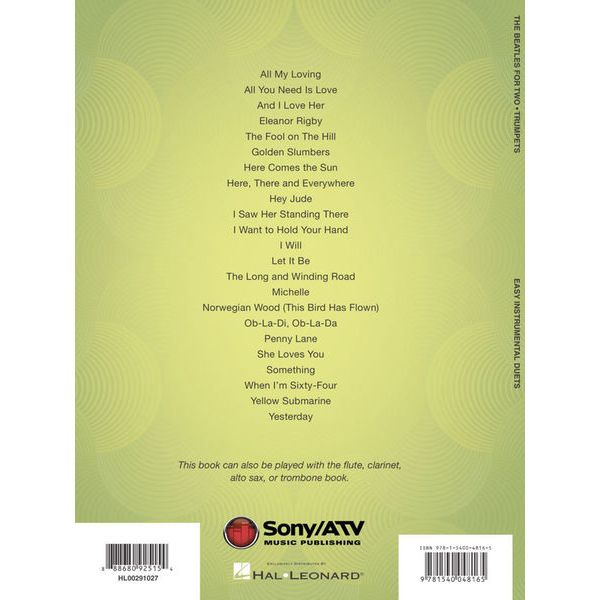 Hal Leonard The Beatles For Two Trumpets