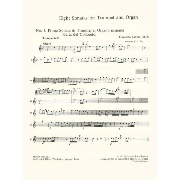 Breitkopf & Hrtel Fantini 8 Sonatas