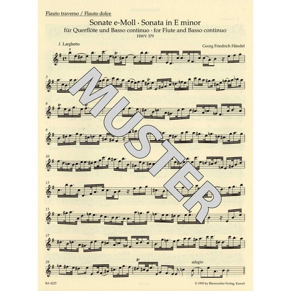 Brenreiter Hndel Elf Sonaten für Flöte