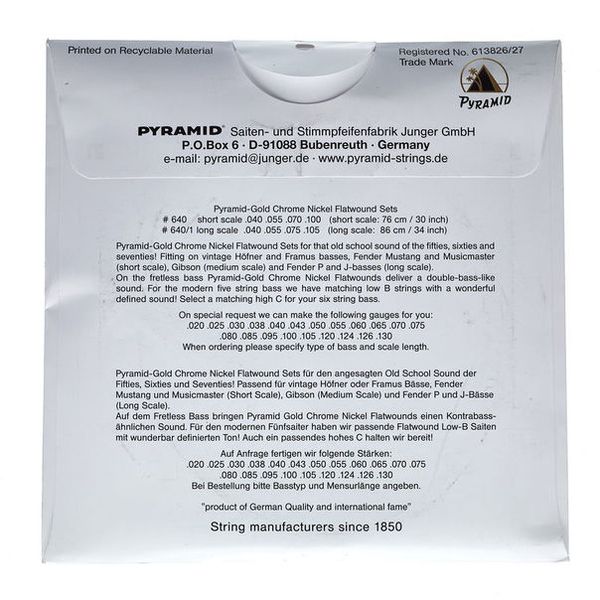 Pyramid Gold Flatwound 040-105