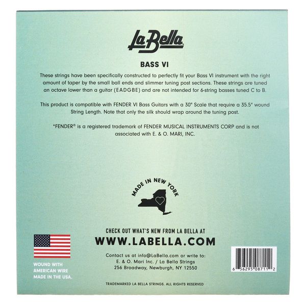 La Bella 767-6F Bass VI Flat