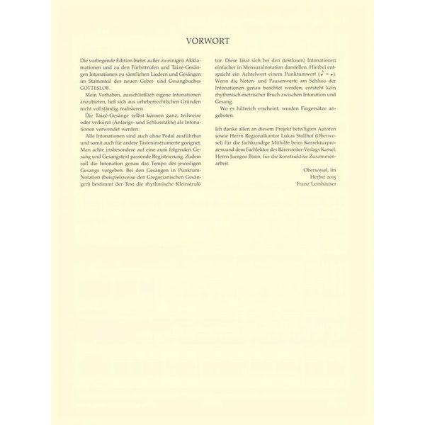 Brenreiter Intonationen zum Gotteslob