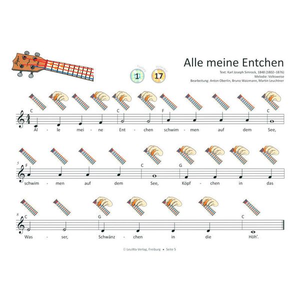 LeuWa-Verlag 16 Kinderlieder Ukulele 1