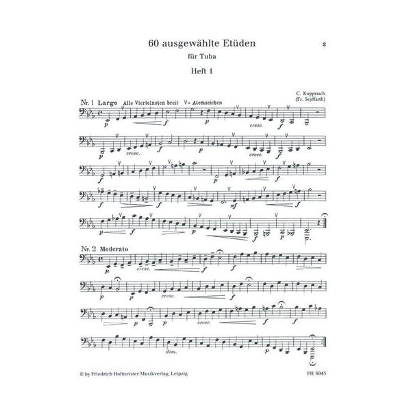 Friedrich Hofmeister Verlag Kopprasch 60 Etüden Tuba 1