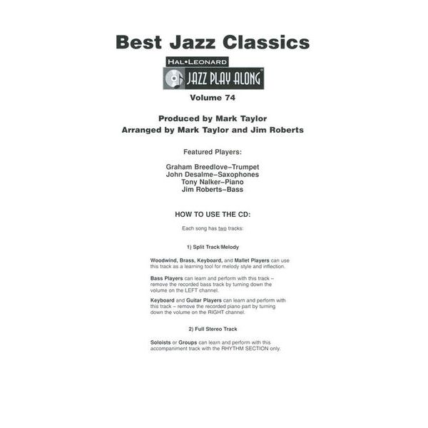Hal Leonard Jazz Play-Along Best Jazz