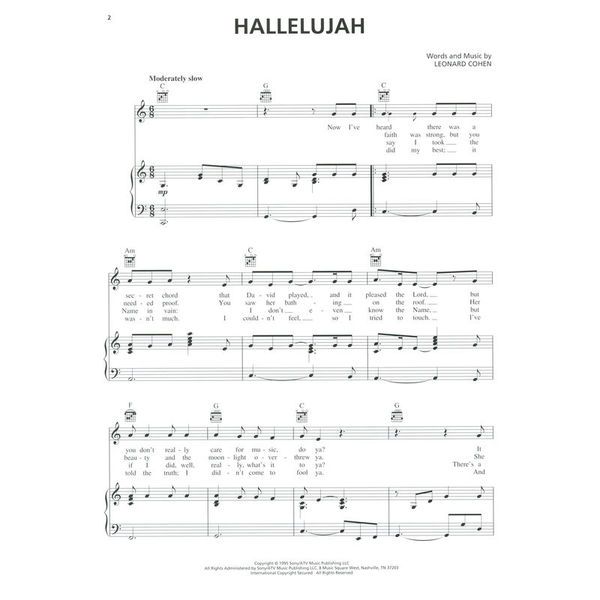 Hal Leonard Hallelujah Leonard Cohen Piano