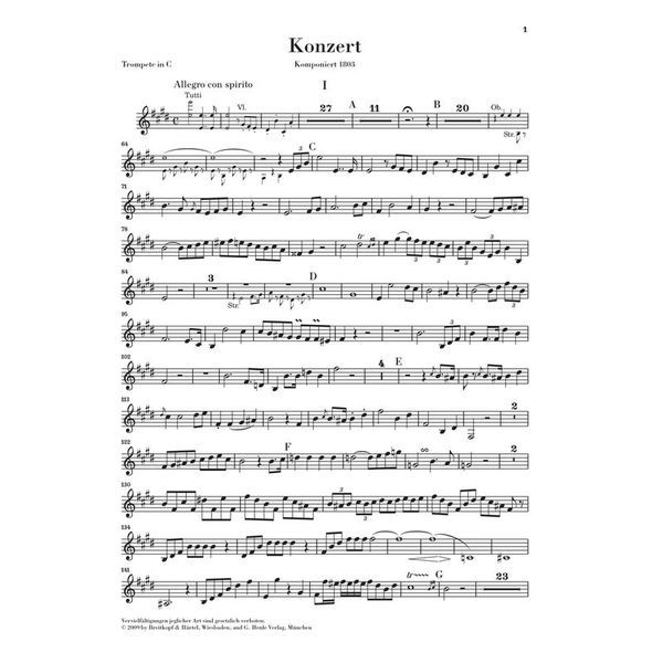 Henle Verlag Hummel Trompetenkonzert E-Dur