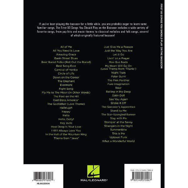 Hal Leonard First 50 Songs Bassoon