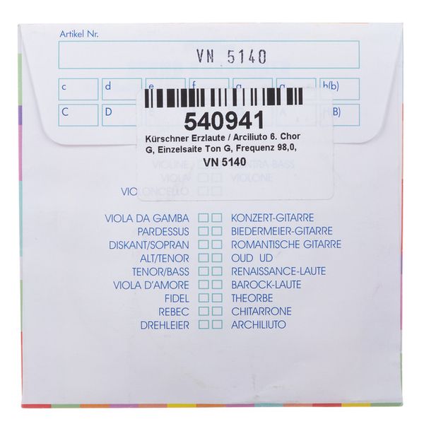 Kürschner Arch Lute 6th Course G