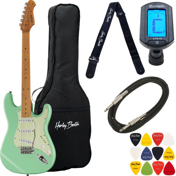 Harley Benton ST-62CC MN Seafoam Gree Bundle