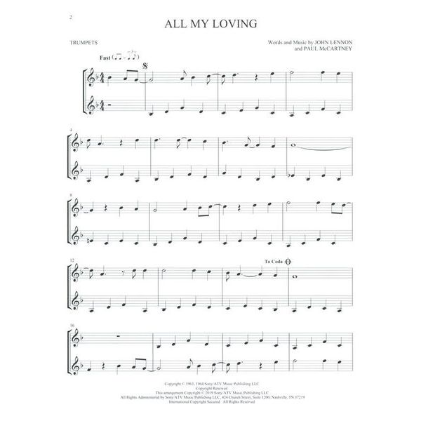 Hal Leonard The Beatles For Two Trumpets