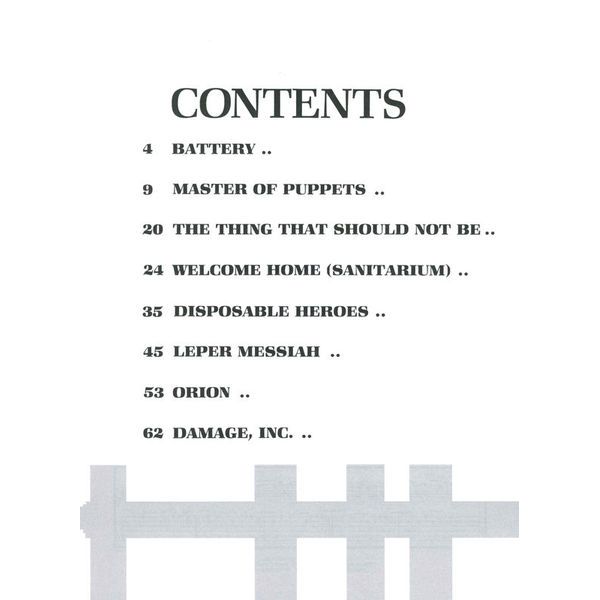 Cherry Lane Music Company Metallica Master Of Puppets