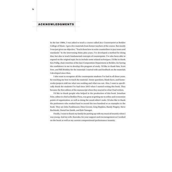 Berklee Press Counterpoint In Jazz Arranging