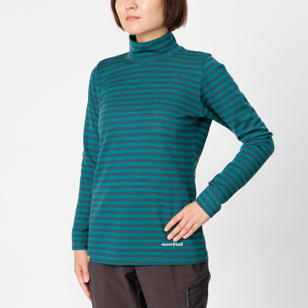 メリノウールプラスボーダーハイネックシャツ Women's