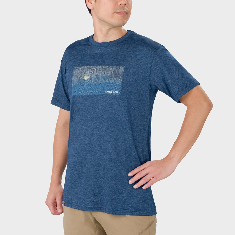 US メリノウールプラスライト T Men's 太陽と山