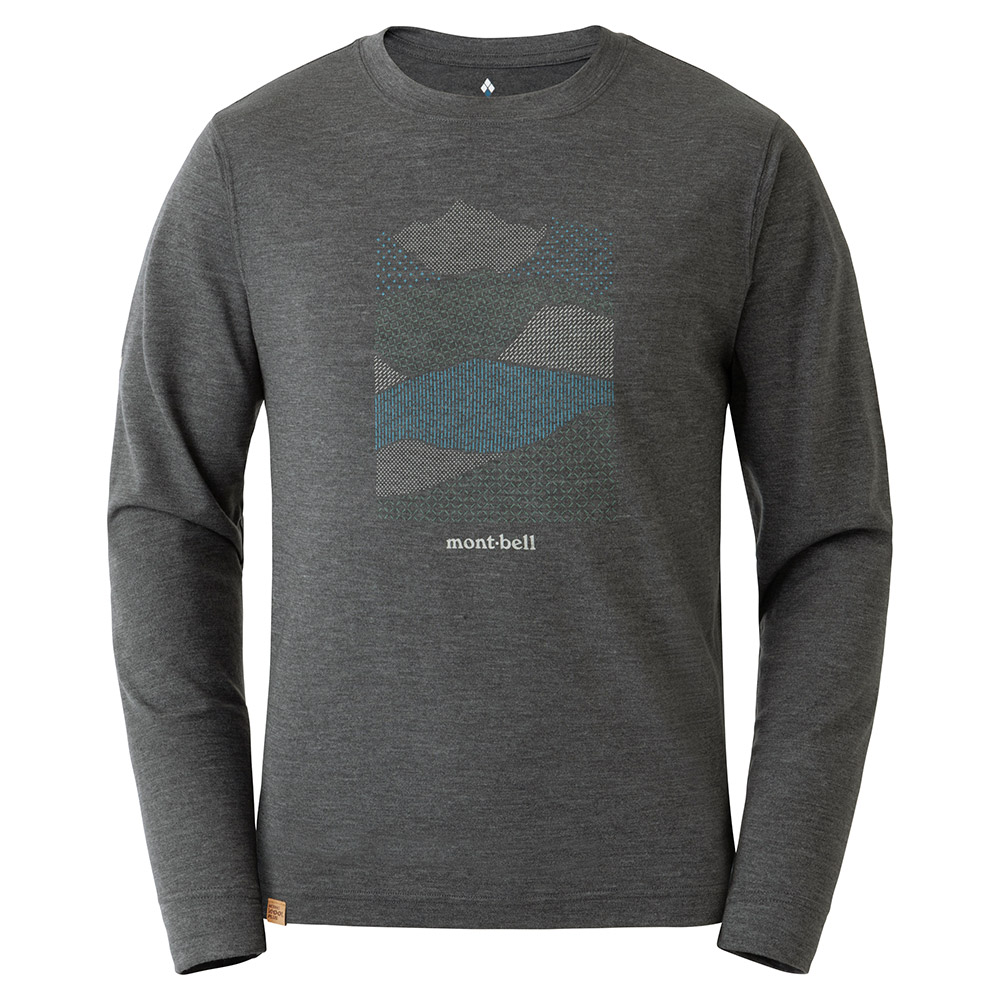 US メリノウールプラスライト T Men's マウンテン コラージュ