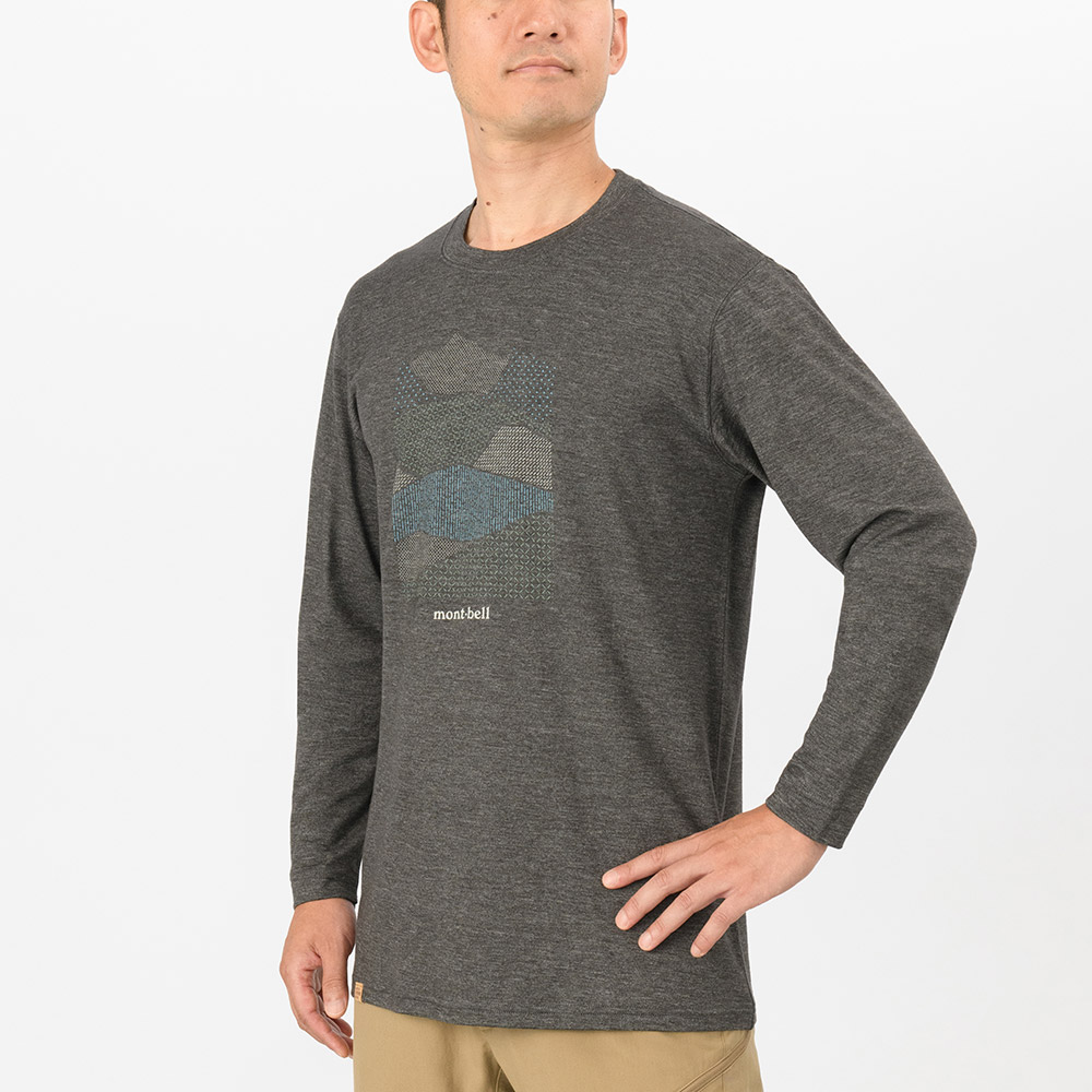 US メリノウールプラスライト T Men's マウンテン コラージュ