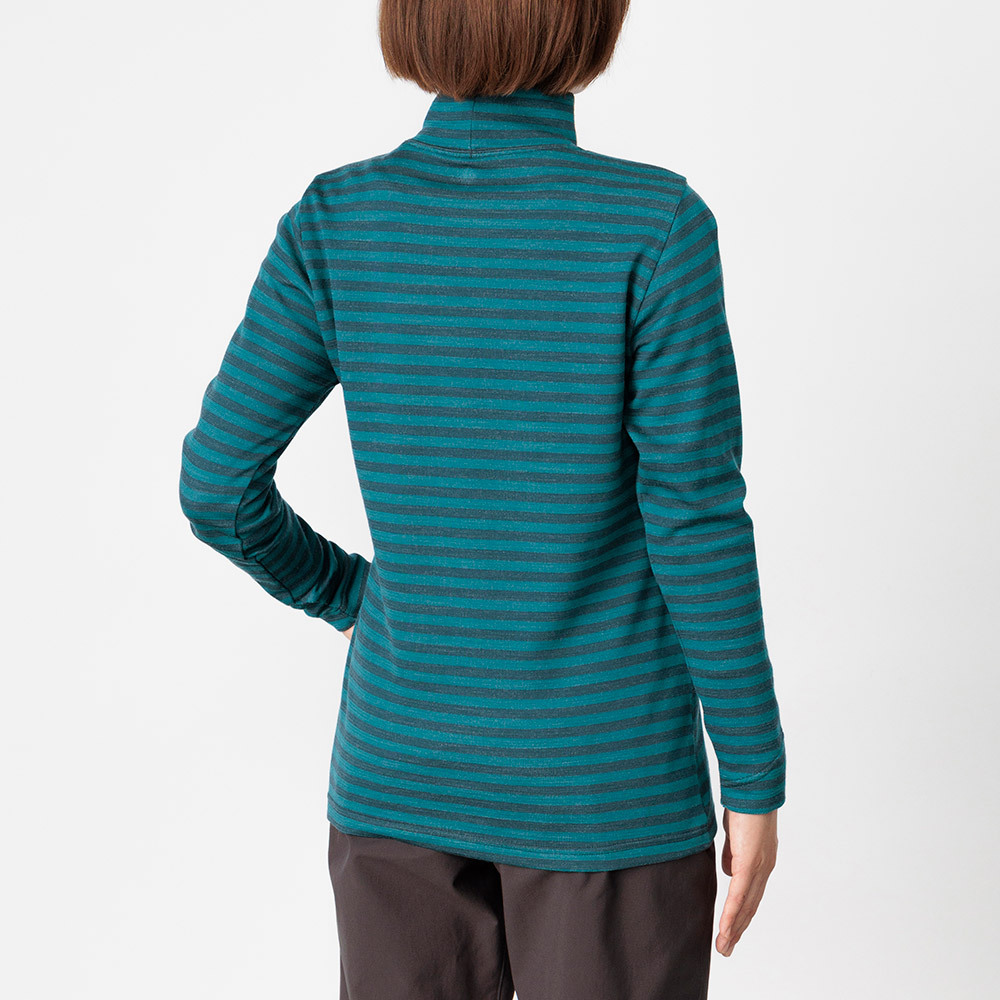 メリノウールプラスボーダーハイネックシャツ Women's