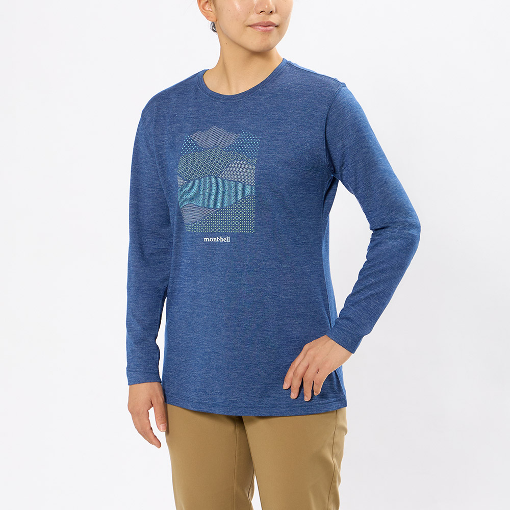 US メリノウールプラスライト T Women's マウンテン コラージュ